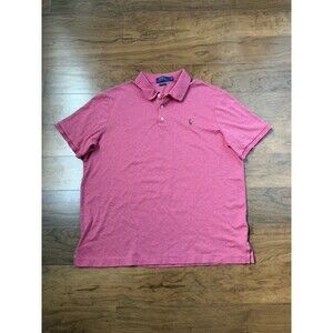 Polo Ralph Lauren Mens Large Classic Fit Red Heathered Short Sleeve Polo Shirt